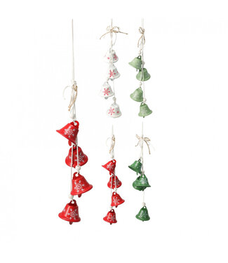 4A Cloches de Noël suspendues en couleurs mélangées | Longueur 38 centimètres | Par 12 pièces