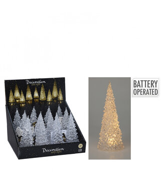 4A Sapin de Noël LED en acrylique blanc naturel | Diamètre 8 centimètres | Hauteur 17 centimètres | Par 12 pièces