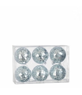 4A Boule de Noël argentée en forme de boule miroir | Diamètre 60 millimètres | Par 6 pièces