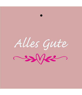 4A Étiquette rose avec texte allemand "Alles Gute" | Dimensions 7 x 7 centimètres | Par 20 pièces