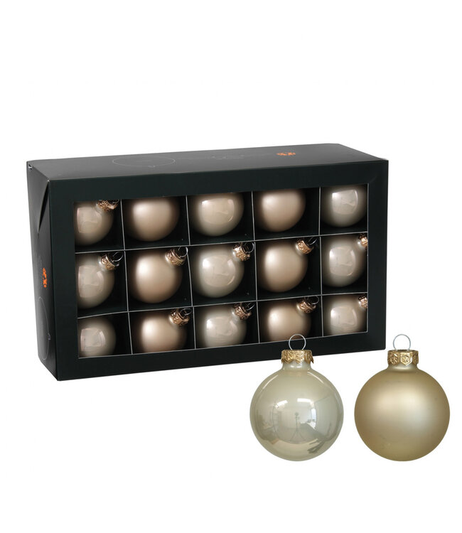 Champagnekleurige kerstbal | Matte en glanzende ballen | Diameter 60 millimeter | Per 30 stuks te bestellen