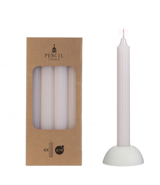 4A Bougie crayon blanche naturelle | Diamètre 2,2 centimètres | Longueur 20 centimètres | Par 4 pièces