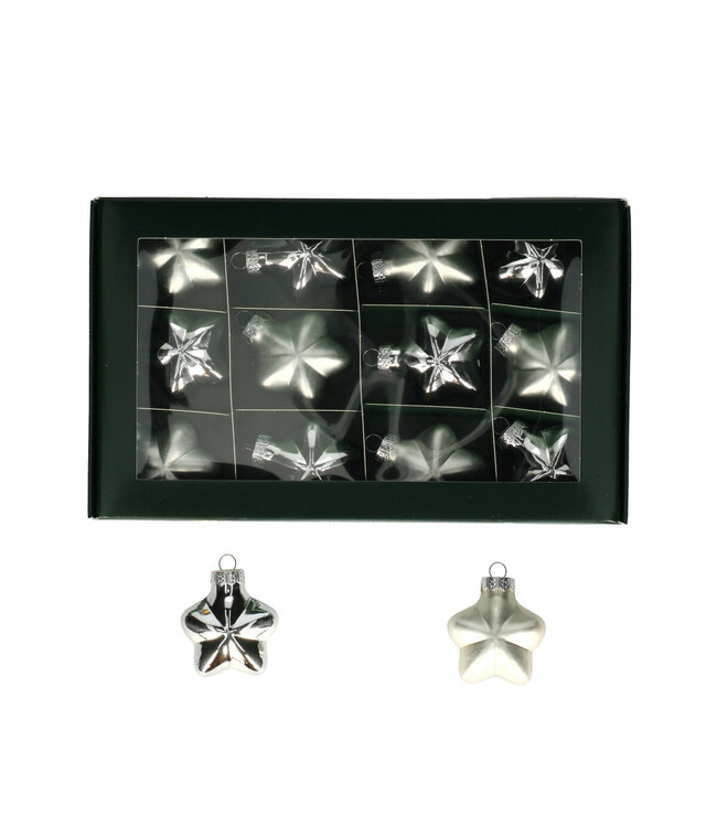 Silver-coloured Christmas bauble star | Diameter 40 millimetres | Available to order in sets of 12