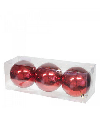 4A Boule de Noël en plastique rouge | Diamètre 120 millimètres | Par 3 pièces