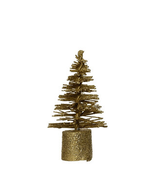 4A Gold-coloured mini brush Christmas trees | Diameter 3.5 centimetres | Height 7 centimetres | Per 12 pieces