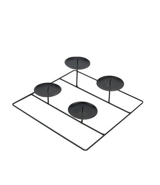 4A Bougeoir noir décoration de Noël | Dimensions 38 x 38 x 9,5 centimètres | Par pièce