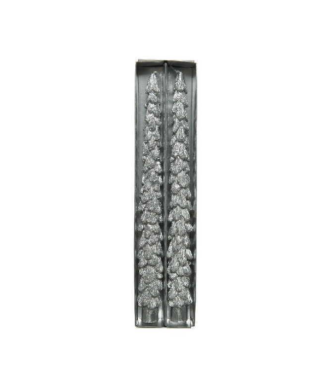 Silver-coloured candle Christmas tree | Diameter 2.2 centimetres | Length 25 centimetres | Available to order in sets of 2