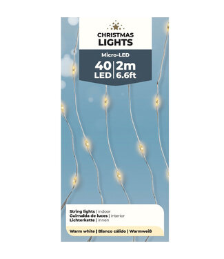 4A Guirlande lumineuse LED blanche naturelle | 40 lumières | Longueur 200 centimètres | Par pièce