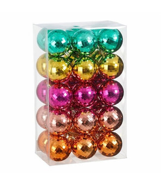 4A Boules de Noël en plastique de couleurs mélangées | Diamètre 80 millimètres | Par 30 pièces