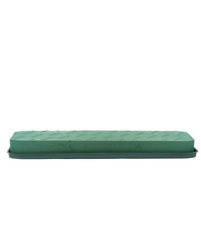 Green OASIS floral foam with base tray | Dimensions 90 x 21 x 8 centimetres | Available to order individually