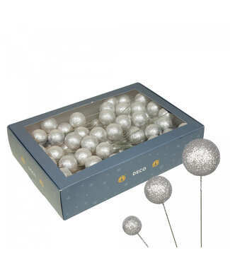4A Boule de Noël pailletée argentée | Diamètre 20, 30 et 40 millimètres | Par 100 pièces