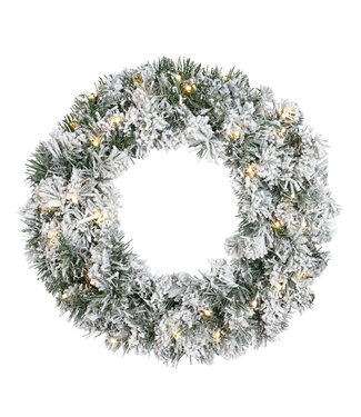 4A Couronne LED vert blanc avec neige | Diamètre 50 centimètres | Par pièce