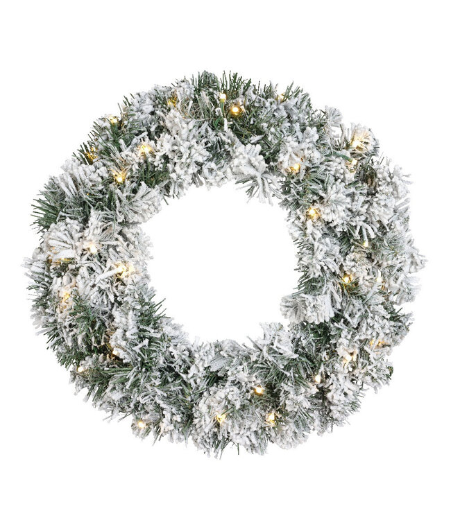 Green white LED wreath with snow | Diameter 50 centimetres | Available to order individually