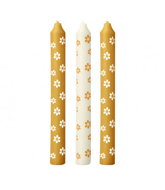 4A Assortiment de bougies jaunes en forme de fleurs | Diamètre 2,2 centimètres | Longueur 20 centimètres | Par 3 pièces