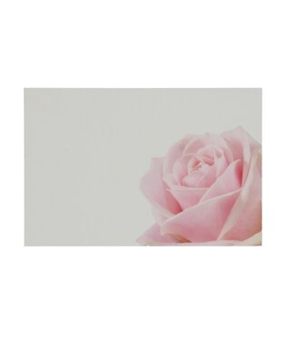 4A White natural card with pink rose | Width 9 centimetres | Height 6 centimetres | Per 50 pieces