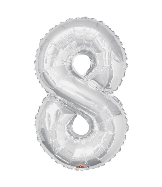 Silver-coloured balloon number 8 | Height 85 centimetres | Available to order individually
