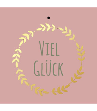 4A Étiquette rose avec texte allemand “Viel Glück” | Dimensions 7 x 7 centimètres | Par 20 pièces