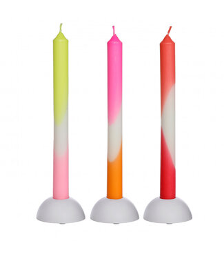 4A Bougies à couleurs mélangées dip dye | Diamètre 2,2 centimètres | Longueur 24 centimètres | Par lot de 3 pièces