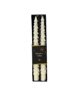 4A Bougie blanche naturelle sapin de Noël | Diamètre 2,2 centimètres | Longueur 25 centimètres | Par 2 pièces