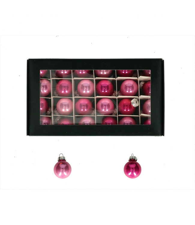 Pink glossy Christmas bauble | Diameter 25 millimetres | Available to order in sets of 24