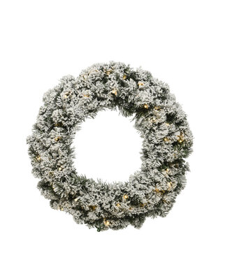 4A Couronne LED vert blanc avec neige | Diamètre 35 centimètres | Par pièce