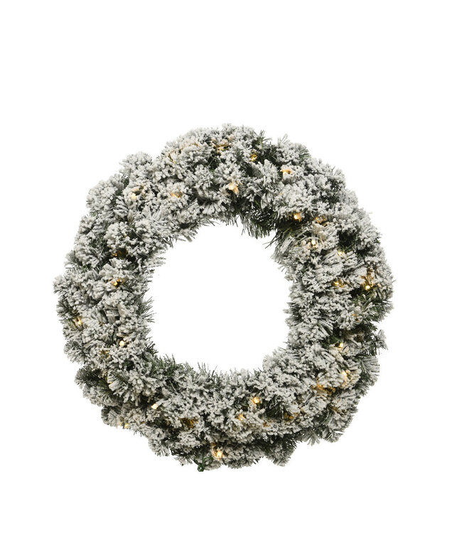 Green white LED wreath with snow | Diameter 35 centimetres | Available to order individually