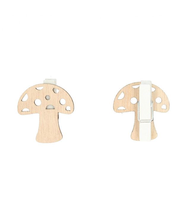 Natural wooden mushroom clip | Length 3.5 centimetres | Available to order per 36 pieces