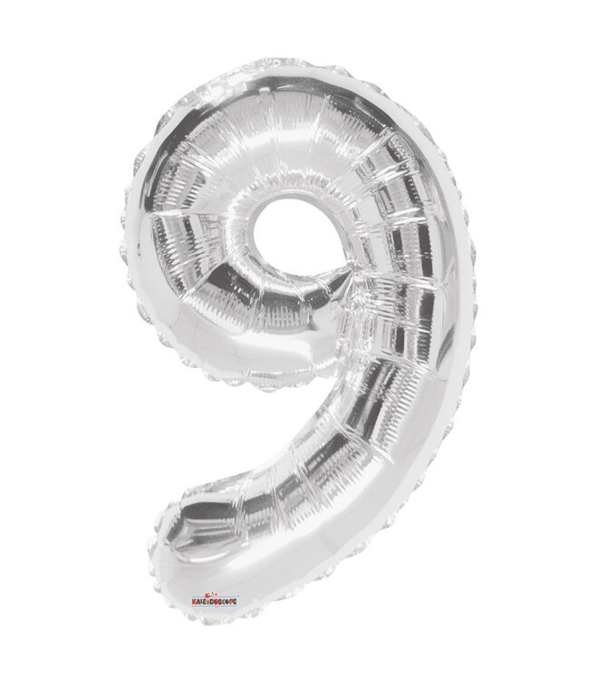 Silver-coloured balloon number 9 | Height 85 centimetres | Available individually