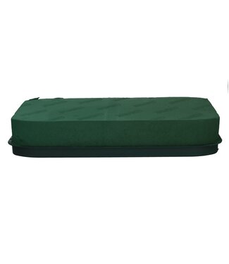 4A Mousse florale OASIS verte avec sous-plateau | Dimensions 45 x 21 x 8 centimètres | Par pièce