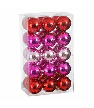 4A Boules de Noël en plastique de couleurs mélangées | Diamètre 80 millimètres | Par 30 pièces