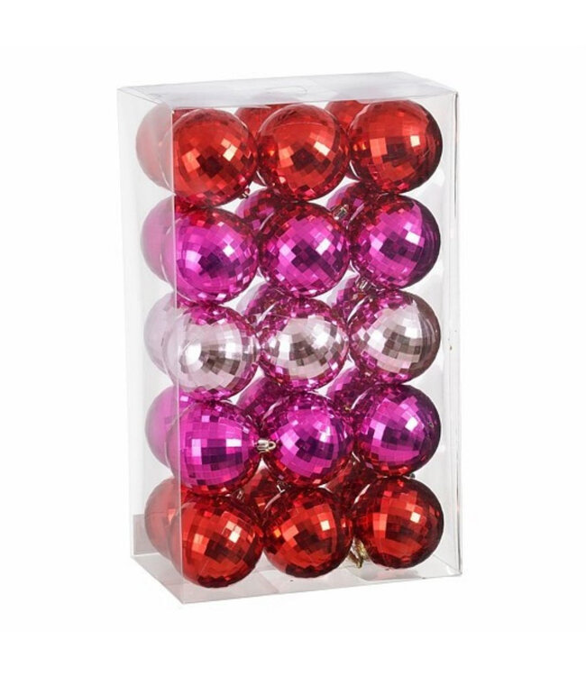 Boules de Noël en plastique de couleurs mélangées | Diamètre 80 millimètres | À commander par 30 pièces