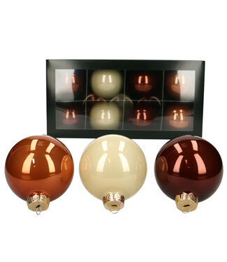 4A Mixed colour Christmas bauble | Matte and shiny baubles | Diameter 80 millimetres | Set of 8 pieces