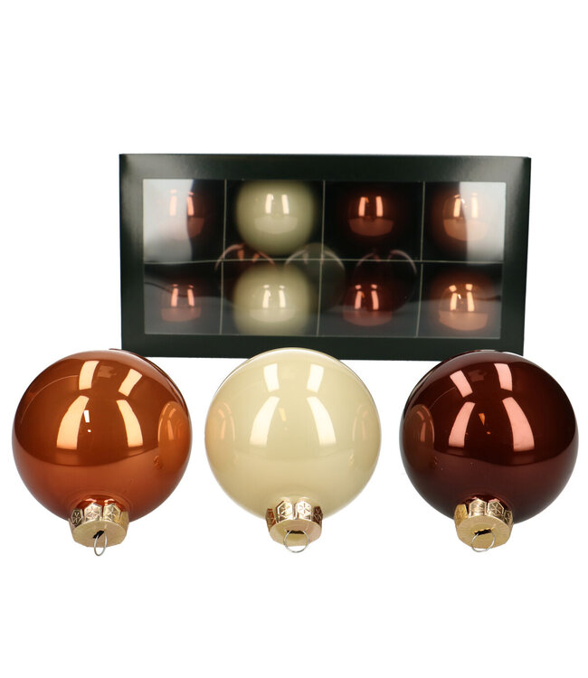 Mixed colour Christmas bauble | Matte and shiny baubles | Diameter 80 millimetres | Available to order in sets of 8