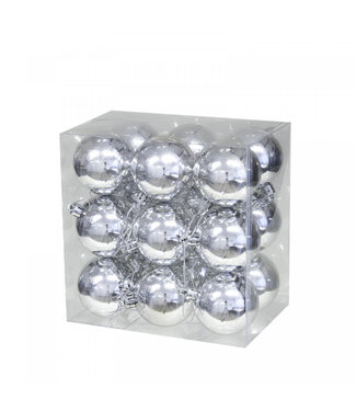 4A Silver-coloured plastic Christmas bauble | Diameter 60 millimetres | Pack of 18 pieces