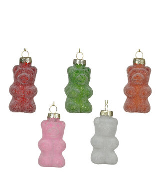 4A Ornements de Noël ours de couleurs mélangées | Diamètre 80 millimètres | Par 5 pièces
