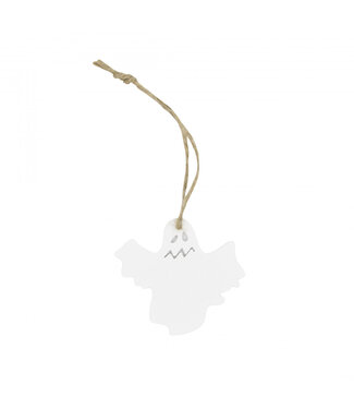 4A Décoration suspendue fantôme blanc Halloween | Largeur 5 centimètres | Longueur 5,5 centimètres | Par 24 pièces