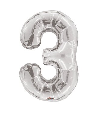 4A Silver-coloured balloon number 3 | Height 85 centimetres | Per piece