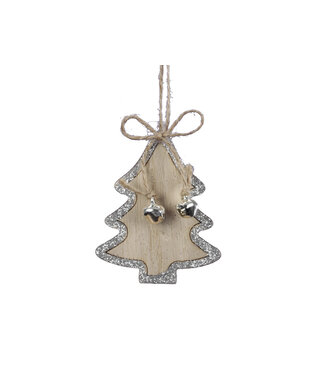 4A Décoration de Noël suspendue en bois arbre 07cm x8 | Par pièce