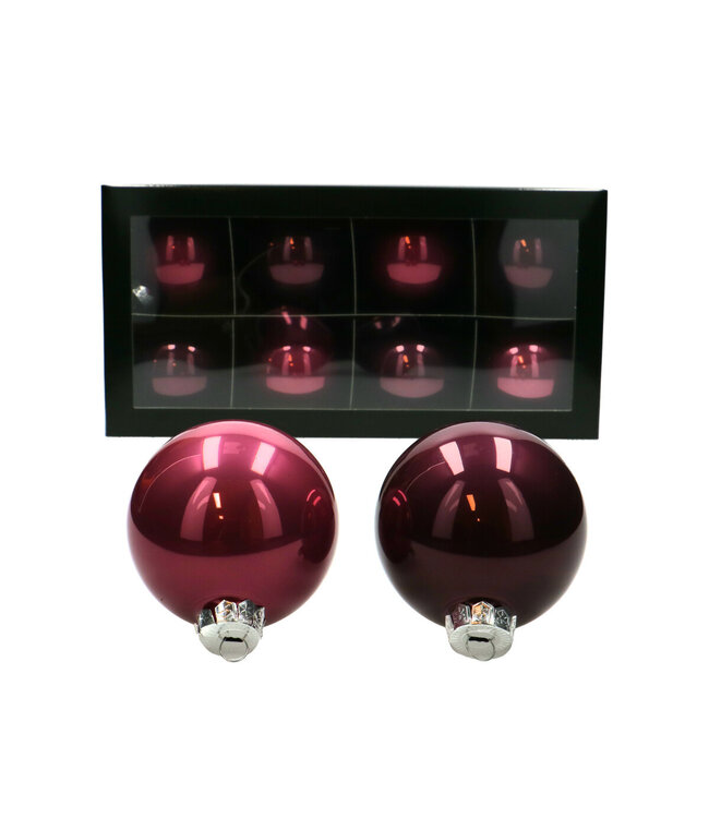 Paarse glanzende kerstbal | Diameter 80 millimeter | Per 8 stuks te bestellen