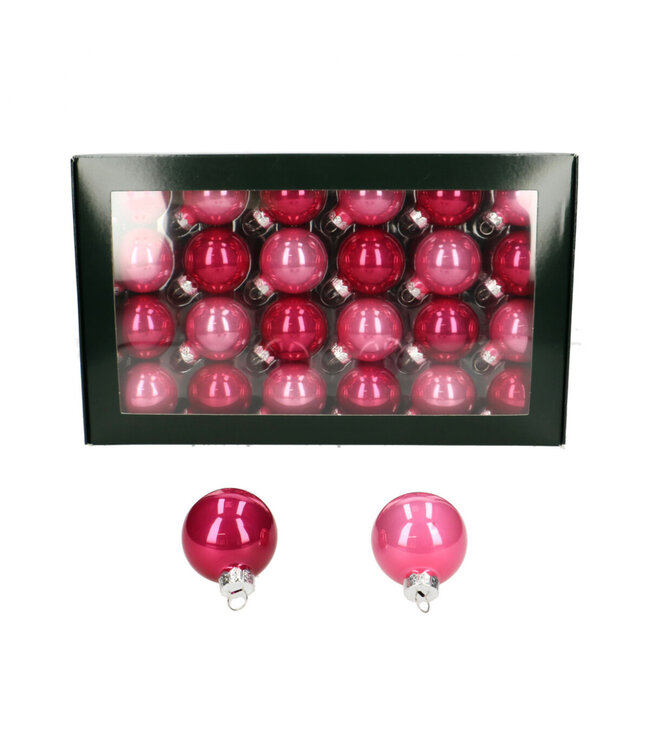 Pink glossy Christmas bauble | Diameter 40 millimetres | Available to order in sets of 48