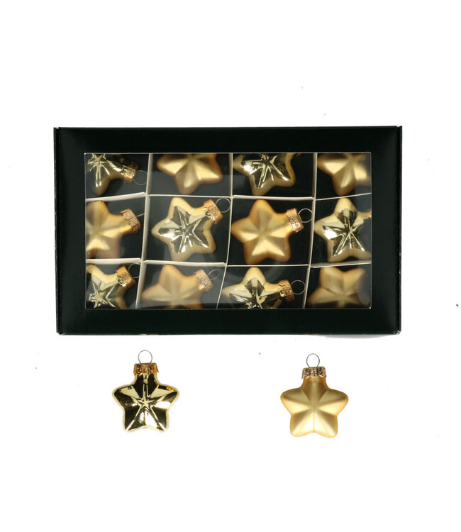 Gold-coloured Christmas bauble star | Diameter 40 millimetres | Available to order in sets of 12