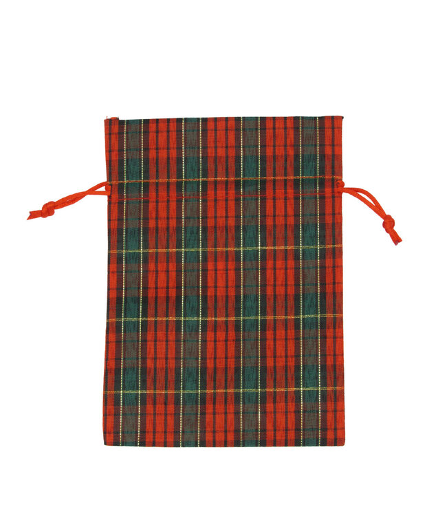 Sac tartan rouge vert mélangé | Dimensions 12 x 17 centimètres | Commande par 10 pièces