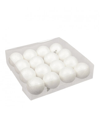4A Boule de Noël en plastique blanc naturel avec paillettes | Diamètre 60 millimètres | Par 16 pièces