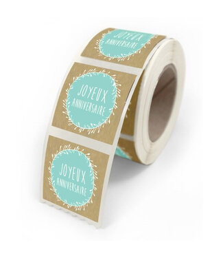 4A Natural mint sticker label with French text "Anniversaire" | Diameter 40 millimetres | Per 500 pieces