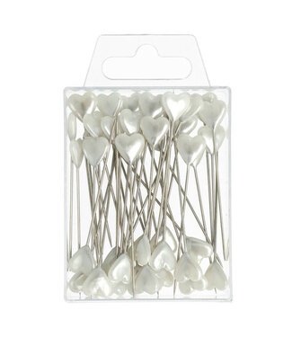 4A Silver-coloured pins with natural white heart-shaped head | Diameter 10 millimetres | Per 40 pieces