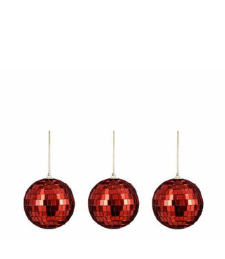 4A Rode spiegelbal kerstbal | Diameter 80 millimeter | Per 3 stuks