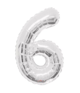 4A Silver-coloured balloon number 6 | Height 85 centimetres | Per piece