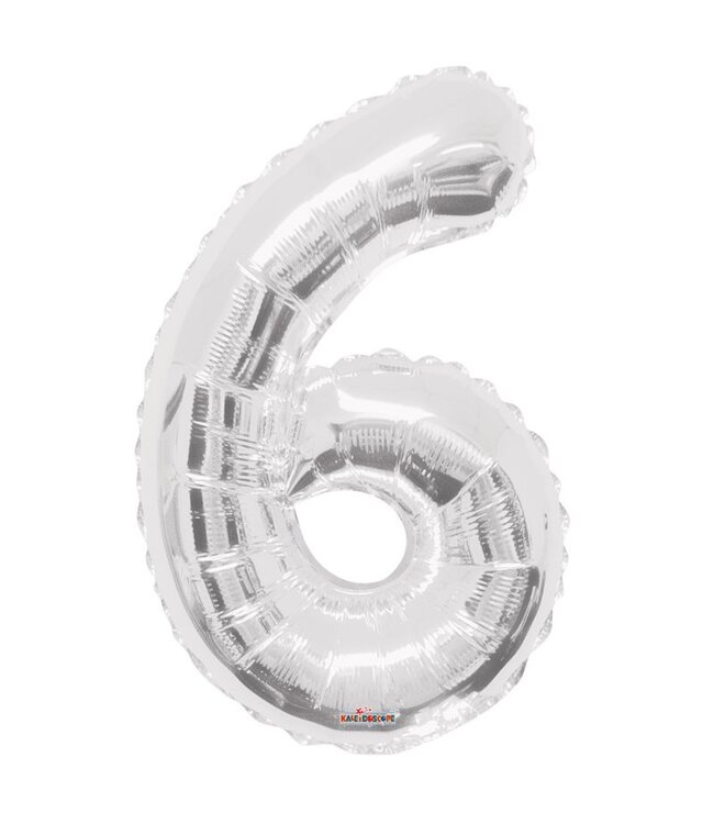Silver-coloured balloon number 6 | Height 85 centimetres | Available to order individually