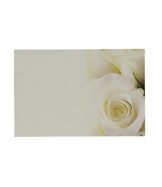 4A White natural card label with cream rose | Width 9 centimetres | Height 6 centimetres | Per 50 pieces
