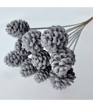 MyFlowers Pommes de pin enneigées blanches | Longueur 55 centimètres | Par 10 pièces
